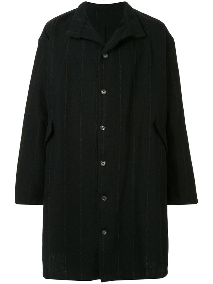 Bergfabel Striped Midi Coat - Black