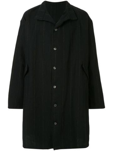 Bergfabel Striped Midi Coat - Black