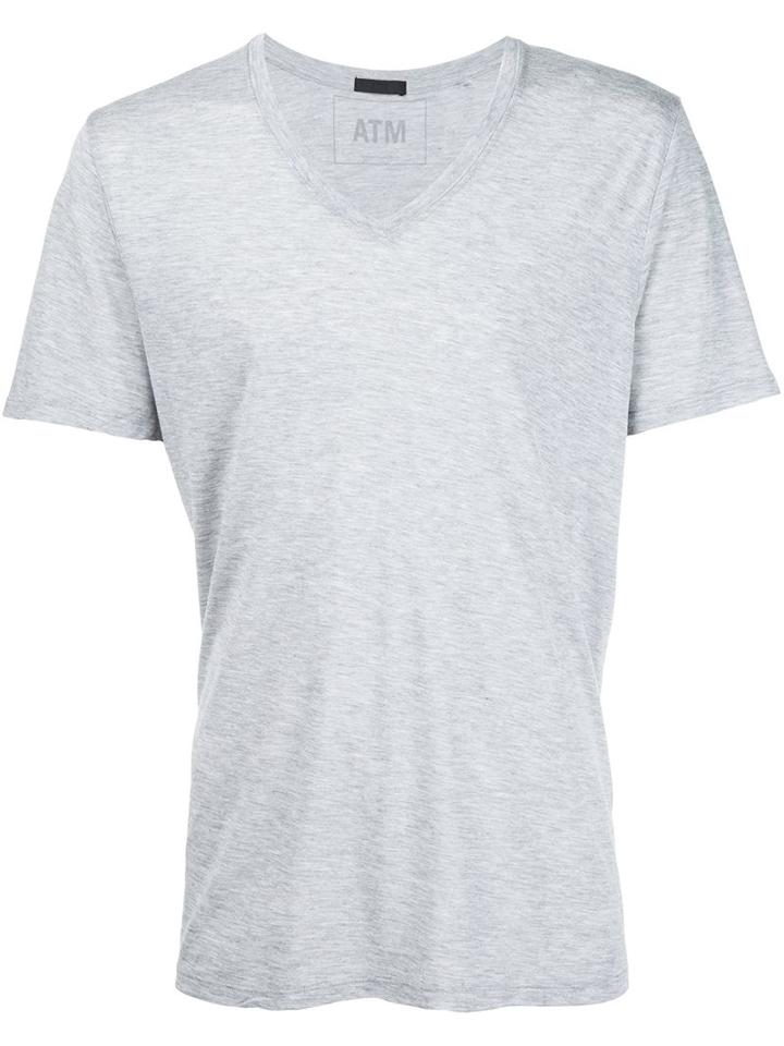 Atm Anthony Thomas Melillo Lightweight V-neck Jersey T-shirt, Men's, Size: Large, Grey, Modal
