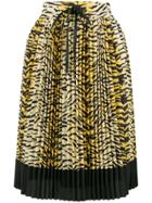 Red Valentino Pleated Leopard Skirt - Yellow