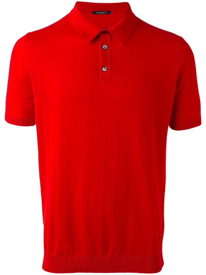Roberto Collina Knit Polo Shirt, Men's, Size: 48, Red, Cotton