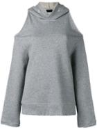 Rta - Cold Shoulder Hoodie - Women - Cotton - Xs, Grey, Cotton