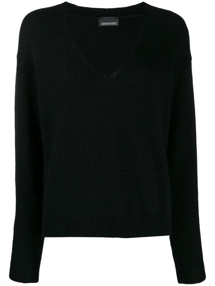 Ermanno Ermanno Oversized V-neck Jumper - Black