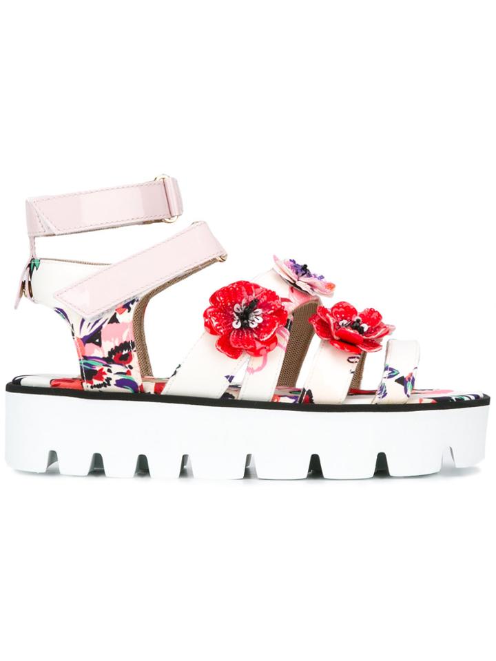 Msgm Floral Print Platform Sandals - Multicolour