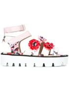 Msgm Floral Print Platform Sandals - Multicolour