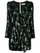 Self-portrait Leaf Sequin Mini Dress - Black