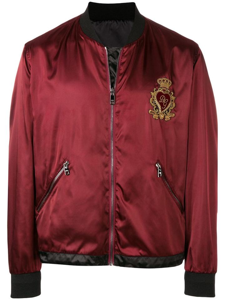 Dolce & Gabbana Logo Patch Bomber Jacket - Red