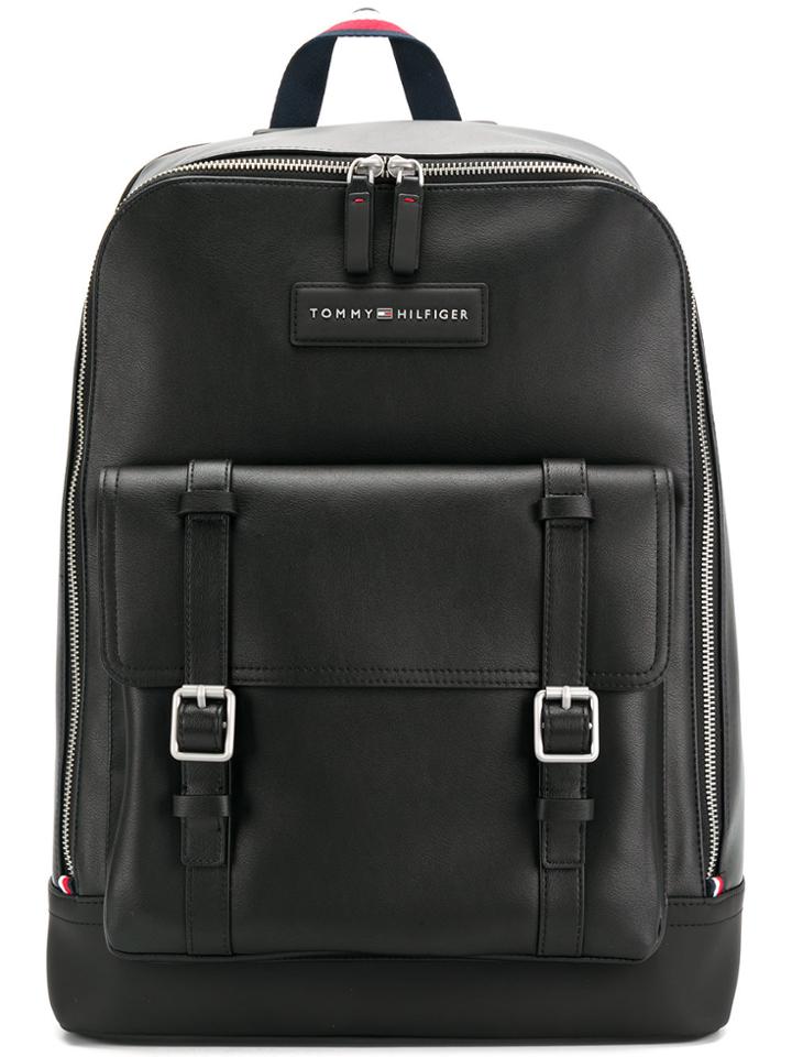 Tommy Hilfiger Buckle Logo Backpack - Black