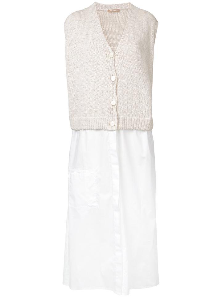 Nehera - Contrast Detail Dress - Women - Cotton/linen/flax/polyamide - S, Nude/neutrals, Cotton/linen/flax/polyamide