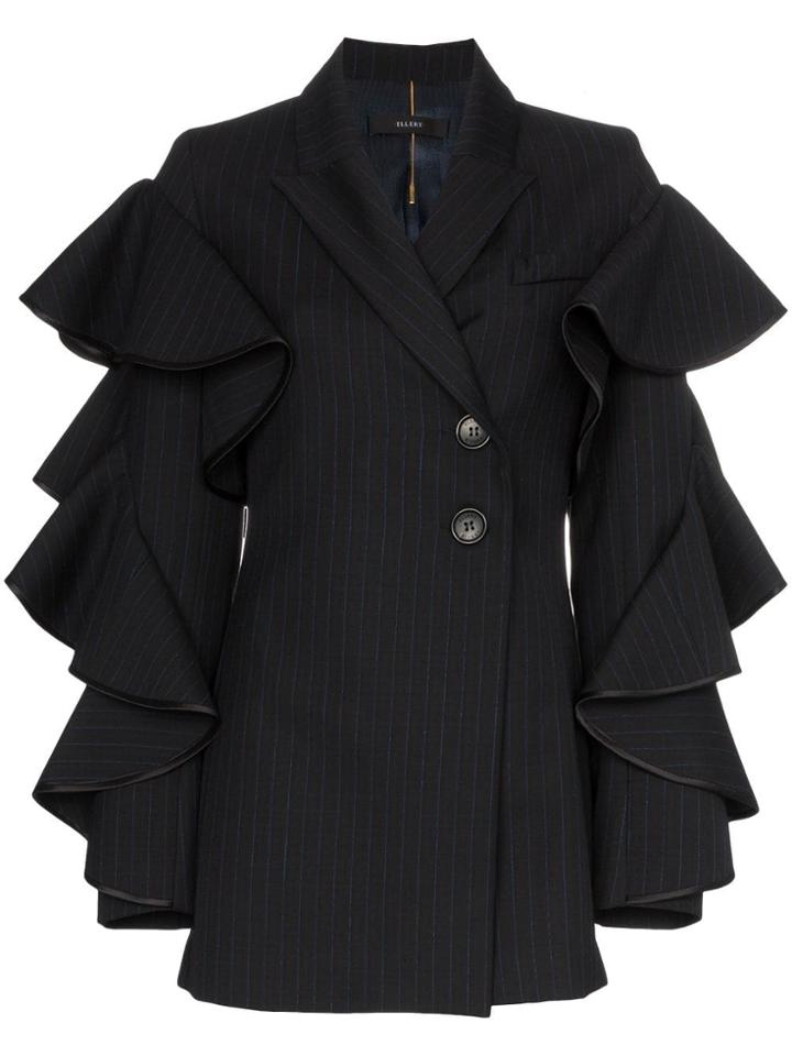 Ellery Ruffle Sleeve Blazer - Black