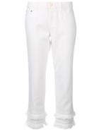 Michael Michael Kors Cropped Frayed Trousers - White
