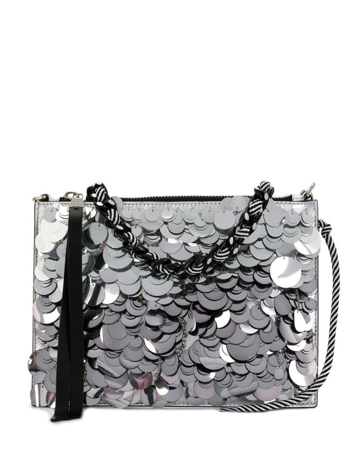No21 Sequin Clutch - Silver