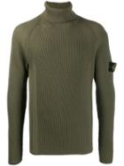 Stone Island Logo Ribbed Roll-neck Jumper - Green