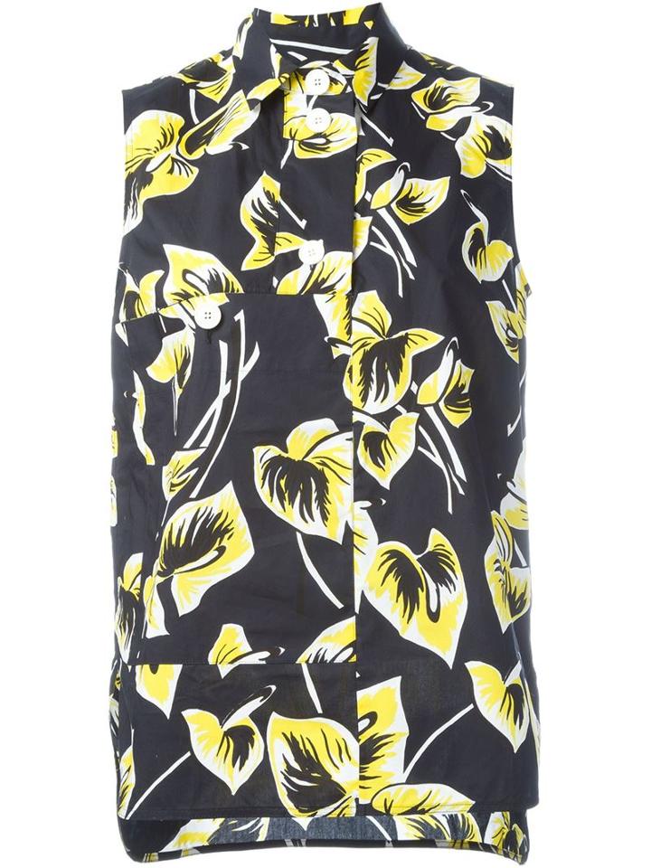 Marni Sleeveless Floral Print Blouse, Women's, Size: 42, Blue, Cotton