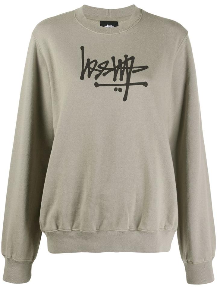 Stussy Graphic Print Sweatshirt - Grey