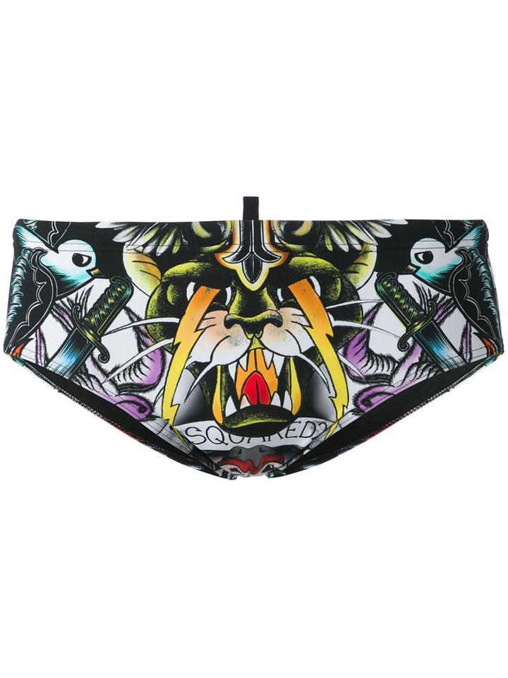 Dsquared2 - Tattoo Print Swimming Trunks - Men - Polyamide/spandex/elastane - 50, Black, Polyamide/spandex/elastane