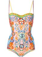 Dolce & Gabbana 'carretto Siciliano' Swimsuit, Women's, Size: 4, Red, Polyamide/spandex/elastane/polyurethane