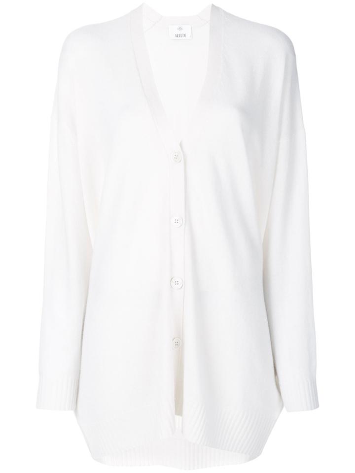 Allude Classic Long Cardigan - White