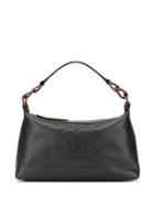 Chanel Pre-owned Stitched Logo Hand Bag - Black