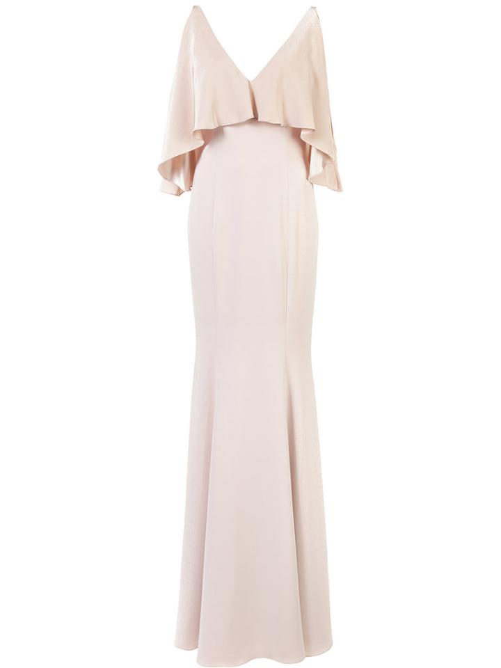 Jay Godfrey Long Open-shoulder Dress, Women's, Size: 2, Nude/neutrals, Polyester/spandex/elastane