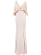 Jay Godfrey Long Open-shoulder Dress, Women's, Size: 2, Nude/neutrals, Polyester/spandex/elastane