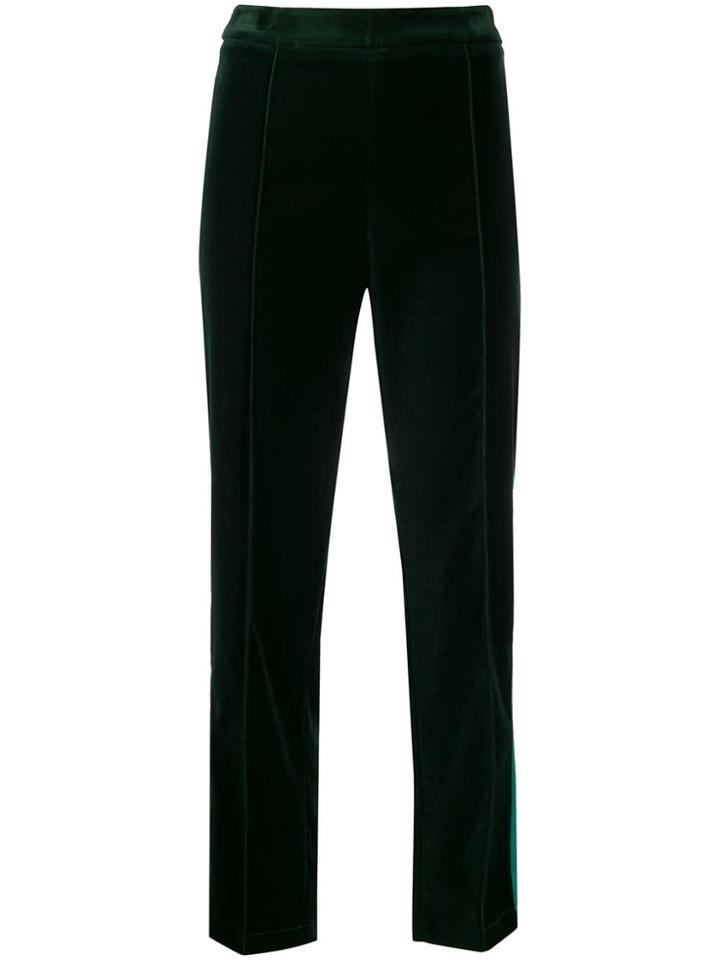 Hebe Studio Cropped Velvet Trousers - Green