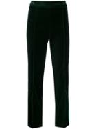 Hebe Studio Cropped Velvet Trousers - Green