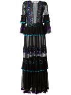 Alberta Ferretti - Embroidered Panel Dress - Women - Silk/polyester - 44, Black, Silk/polyester