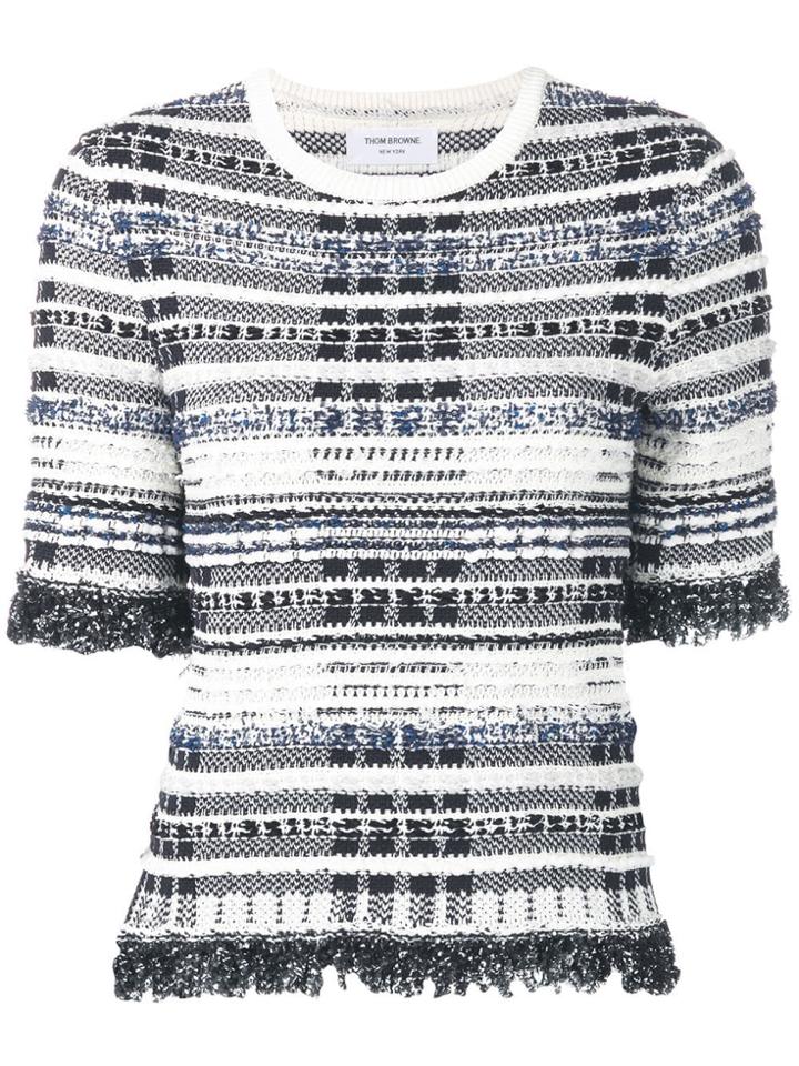 Thom Browne Navy Knit Tweed Tee - Blue
