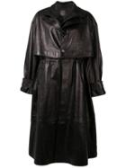 Bottega Veneta Single-breasted Leather Trench Coat - Black