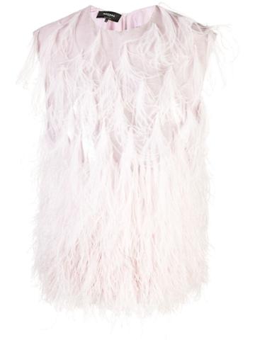 Rochas Feather Fringe Top - Pink