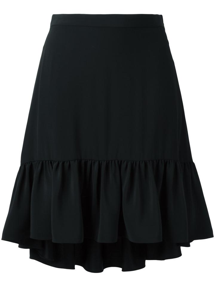 Saint Laurent Longer Tail Ruffled Skirt, Women's, Size: 38, Black, Silk/acetate/viscose