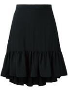 Saint Laurent Longer Tail Ruffled Skirt, Women's, Size: 38, Black, Silk/acetate/viscose