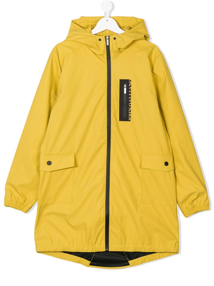 John Galliano Kids Teen Logo Rainwear Coat - Yellow & Orange