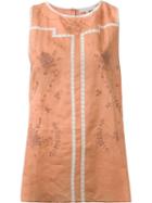 Vanessa Bruno Embroidered Tank Top, Women's, Size: 42, Brown, Cotton/ramie