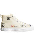 Burberry Archive Logo Cotton High-top Sneakers - White