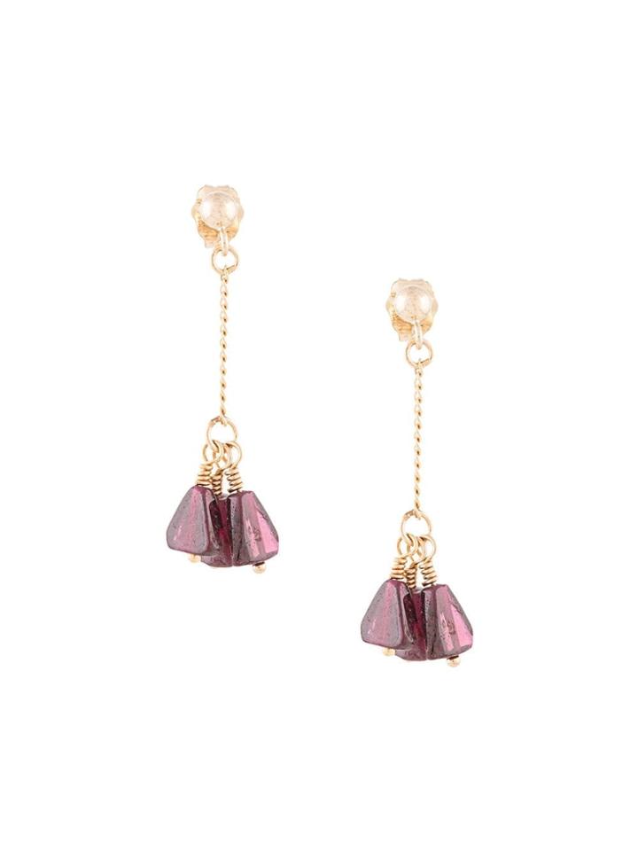 Petite Grand Garnet Cluster Stud Earrings - Gold