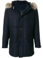 Eleventy Fur Hood Padded Jacket - Blue