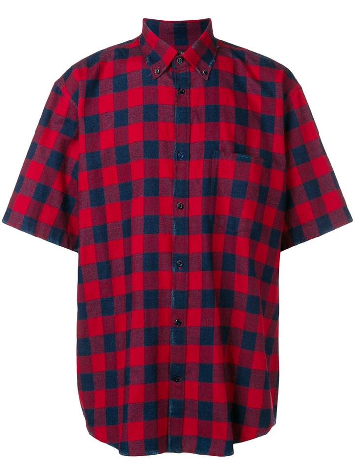 Balenciaga Oversized Check Shirt - Red