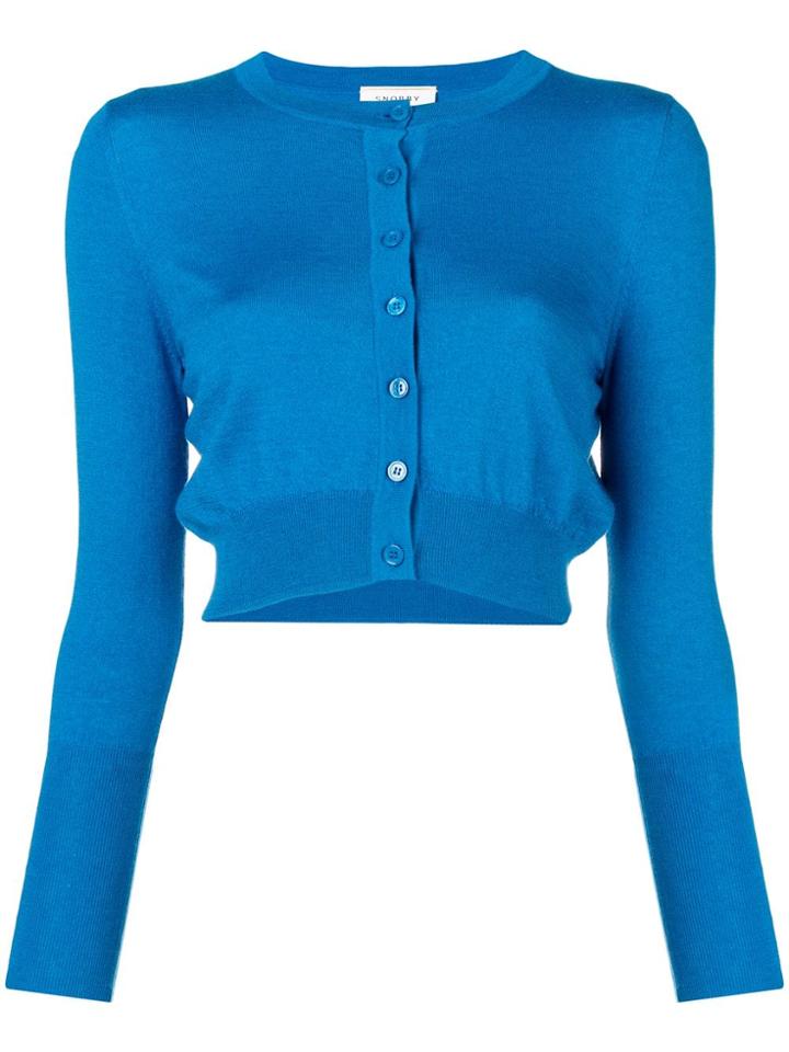 Snobby Sheep Cropped Round Neck Cardigan - Blue