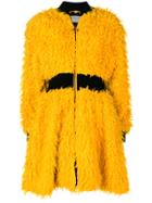 Fendissime Vintage Shearling Effect Midi Coat - Yellow & Orange