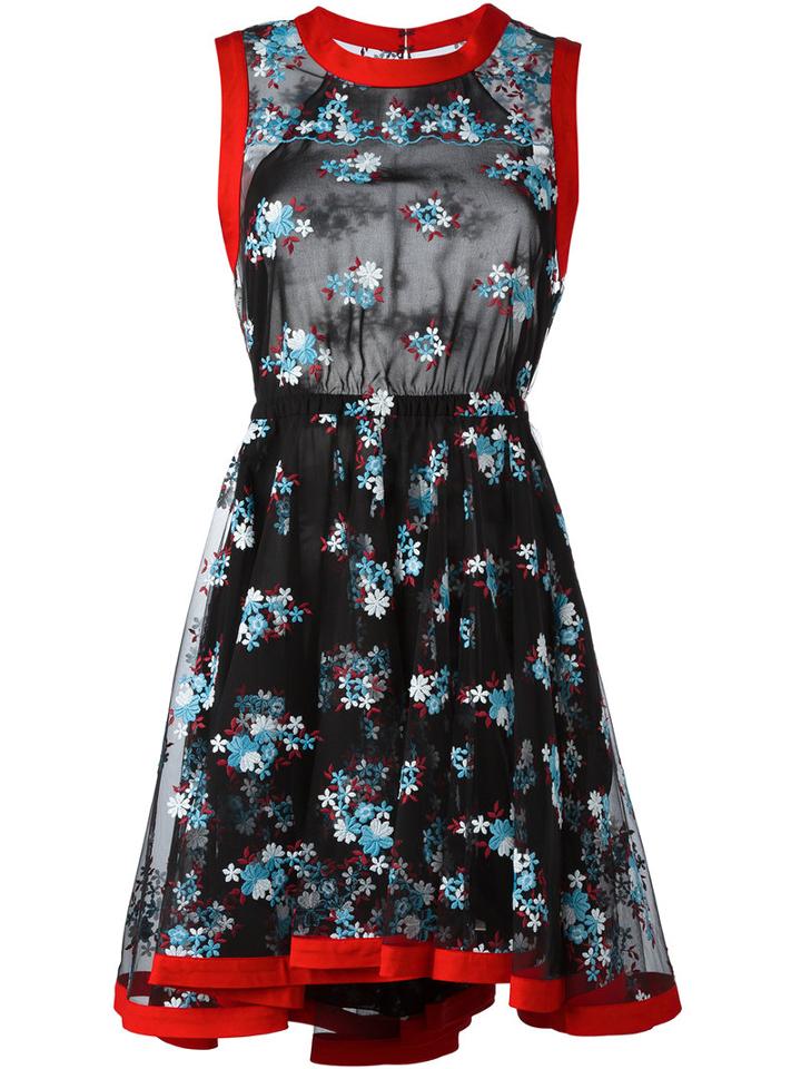 Philosophy Di Lorenzo Serafini Floral Print Flared Dress, Size: 38, Black, Polyester