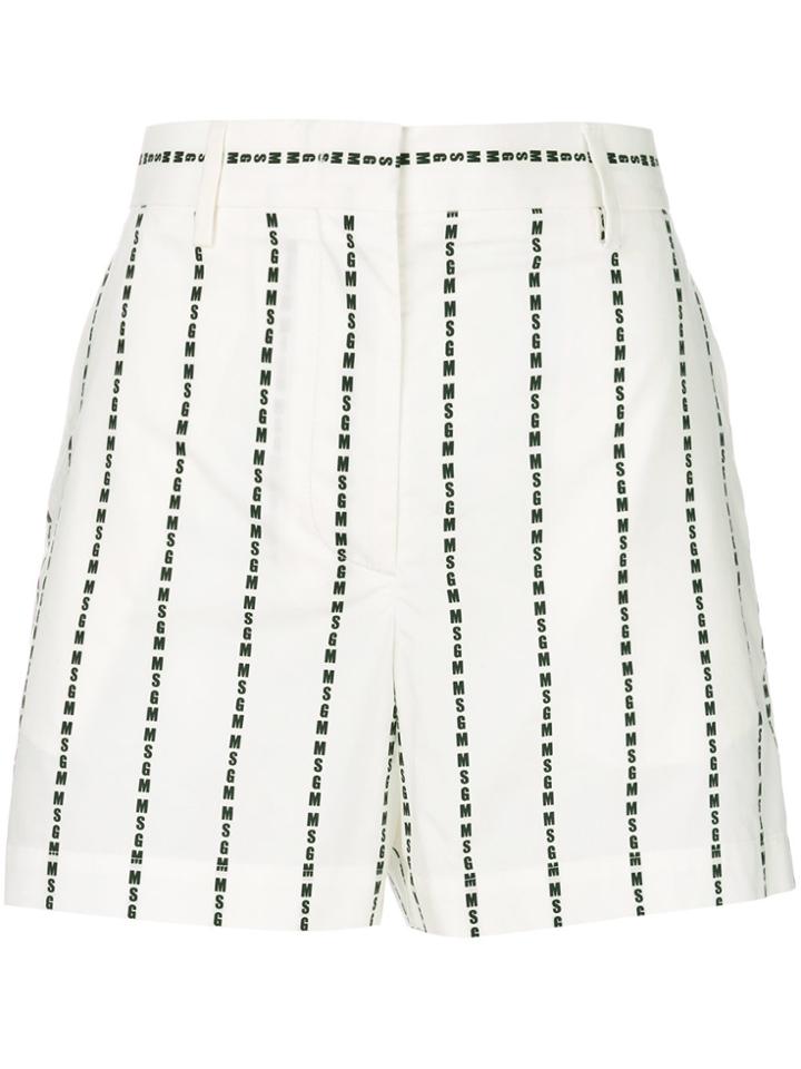 Msgm Brand Stripe Shorts - White