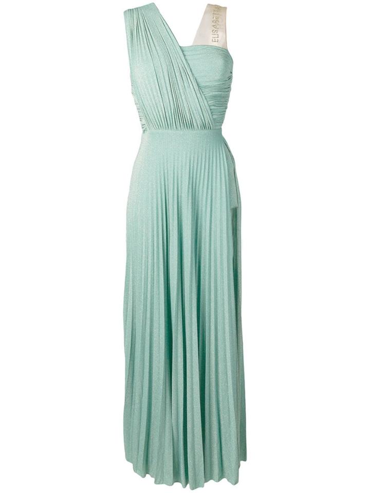 Elisabetta Franchi Pleated Evening Dress - Green