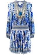 Camilla Shirred Flared Midi Dress - Blue