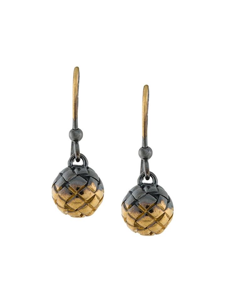 Bottega Veneta Earrings In Silver And Yellow Gold, Intrecciato Detail