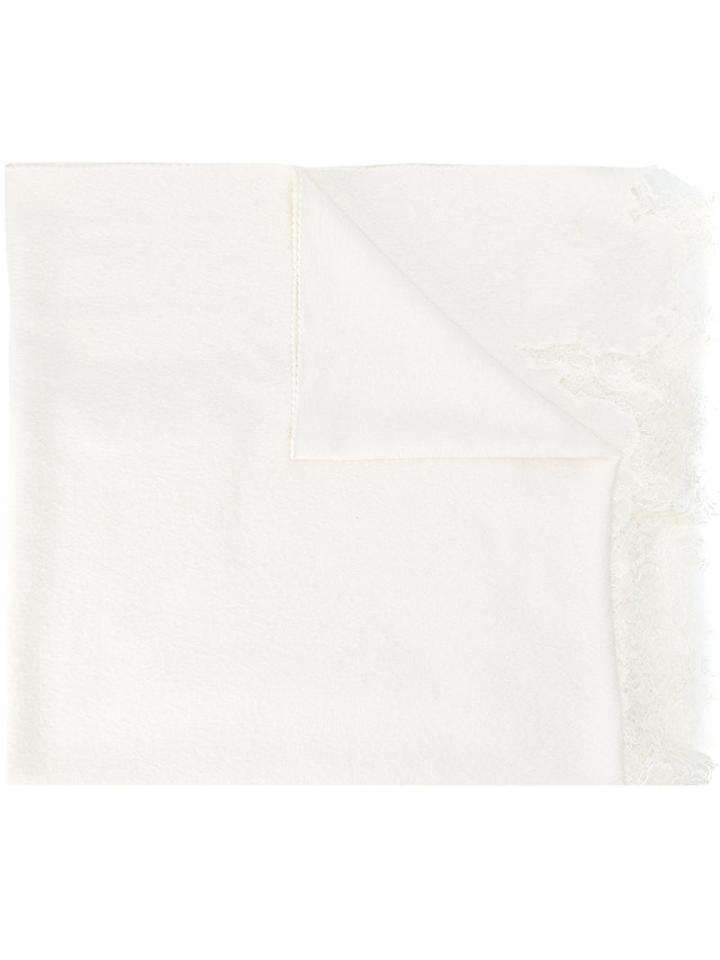 Ermanno Scervino - Lace Edges Scarf - Women - Silk/polyamide/cashmere - One Size, Nude/neutrals, Silk/polyamide/cashmere