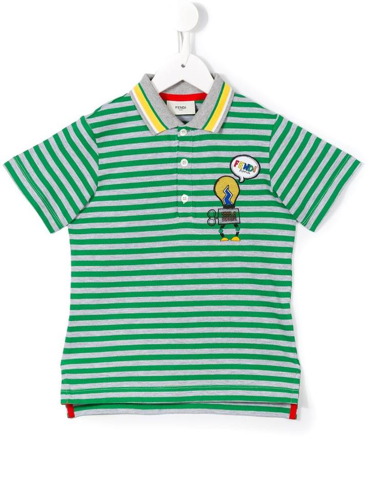 Fendi Kids Striped Polo Shirt, Boy's, Size: 6 Yrs, Grey