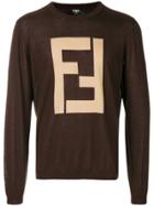Fendi Logo Patch Sweater - Brown