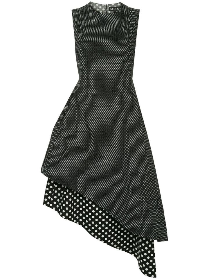 Paskal Polka Dot Asymmetric Hem Dress - Black